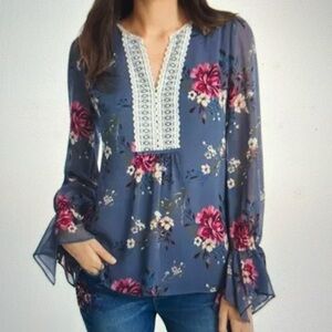 WHBM Denise Boho tunic, Tempest red plum color